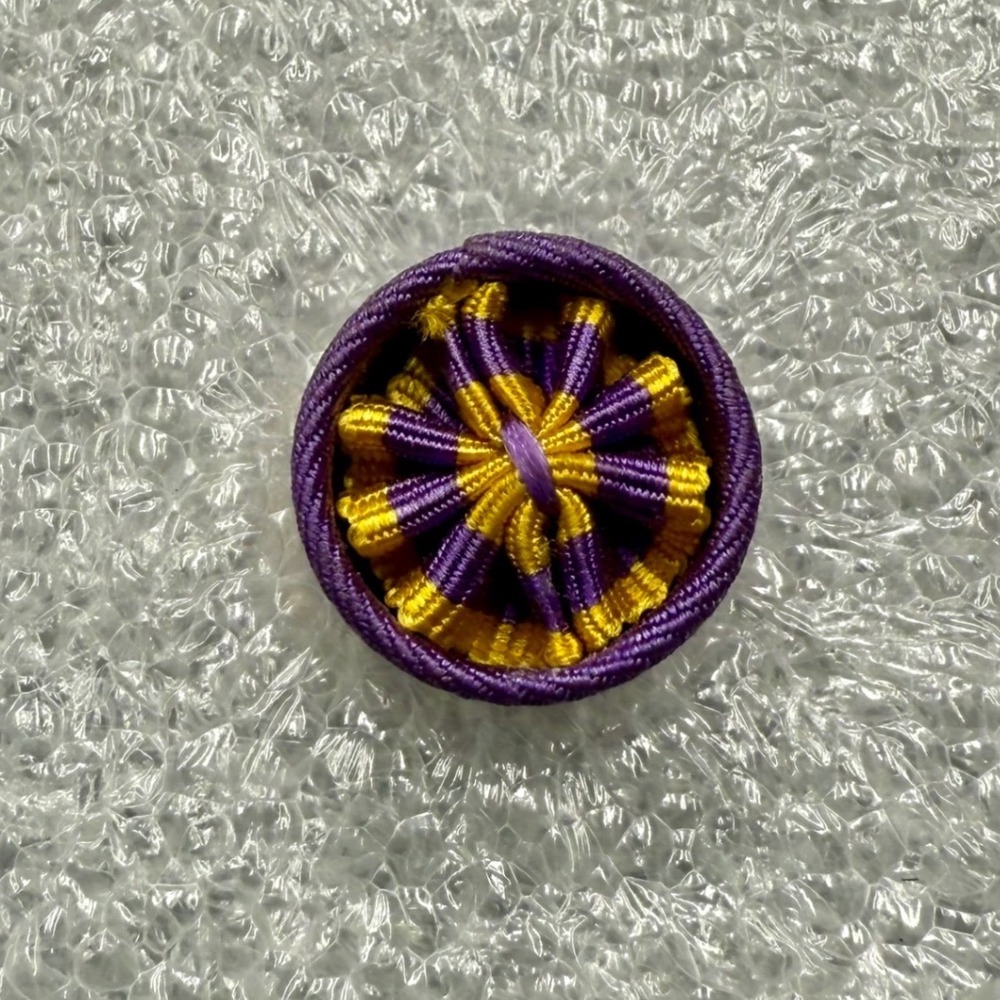 Military Ribbon Rosette Lapel Pin Purple Gold
Brass Back Militaria Collectible
